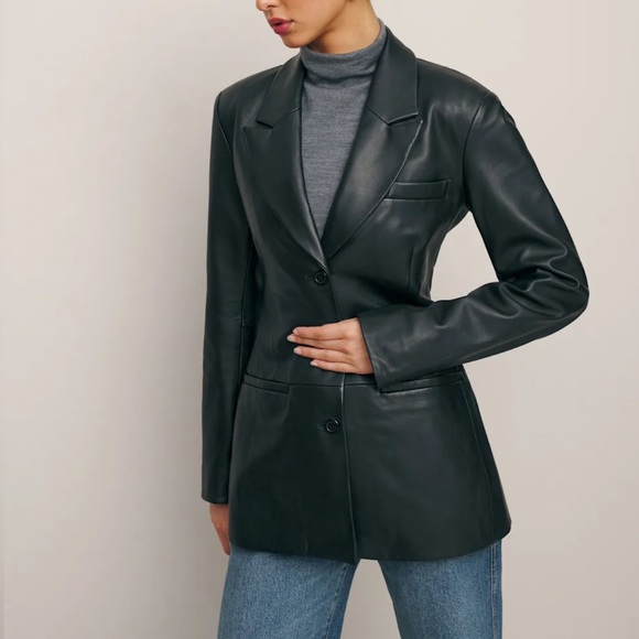 Reformation NWT Veda Black Leather Blazer - XS - Picture 5 of 7